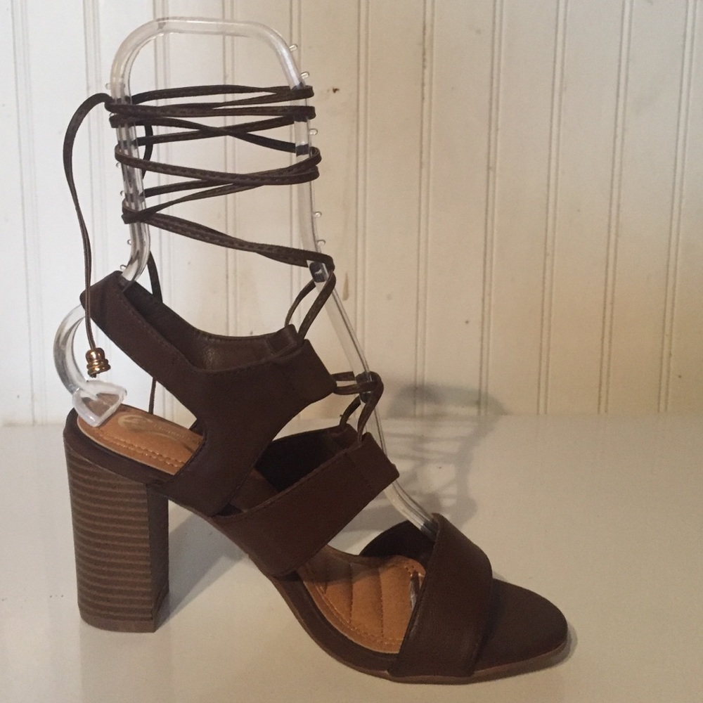 Soft leather tie sandals.